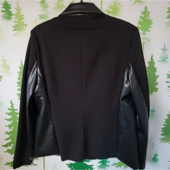New Anne Klein Black Blazer with Faux Leather Accents. - Picture 2 of 8